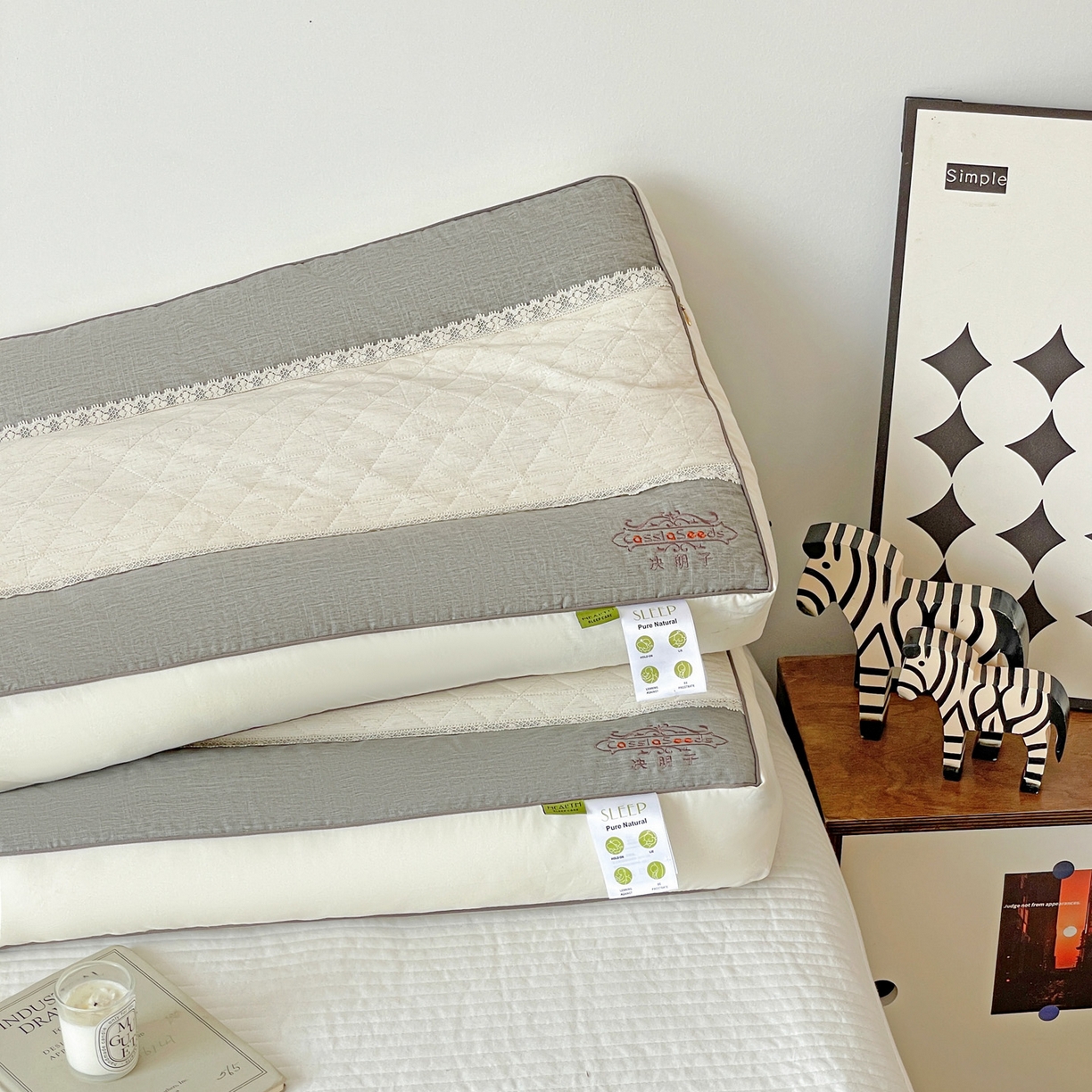 91家纺网 家纺一手货源 找家纺 （总）亦帆枕芯 2025新款棉麻决明子两用护颈养护枕头枕芯