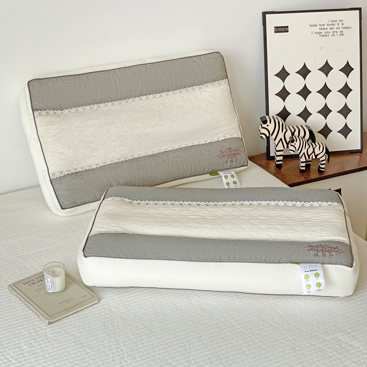 91家纺网 家纺一手货源 找家纺 （总）亦帆枕芯 2025新款棉麻决明子两用护颈养护枕头枕芯