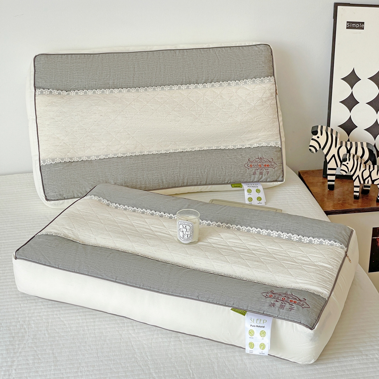 91家纺网 家纺一手货源 找家纺 （总）亦帆枕芯 2025新款棉麻决明子两用护颈养护枕头枕芯