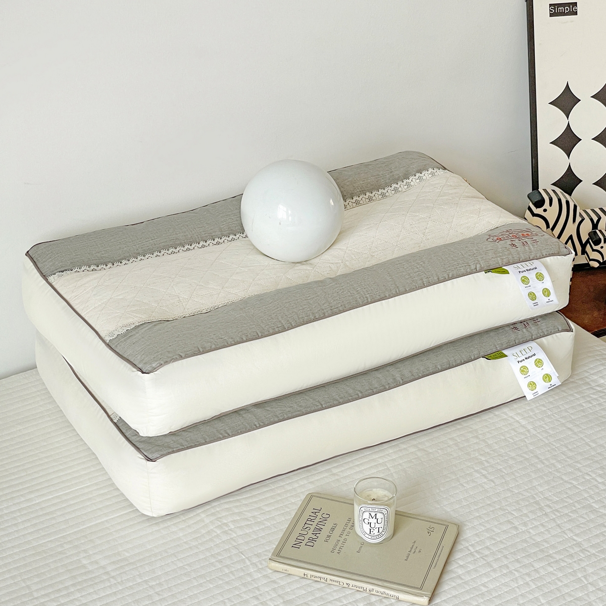 91家纺网 家纺一手货源 找家纺 （总）亦帆枕芯 2025新款棉麻决明子两用护颈养护枕头枕芯