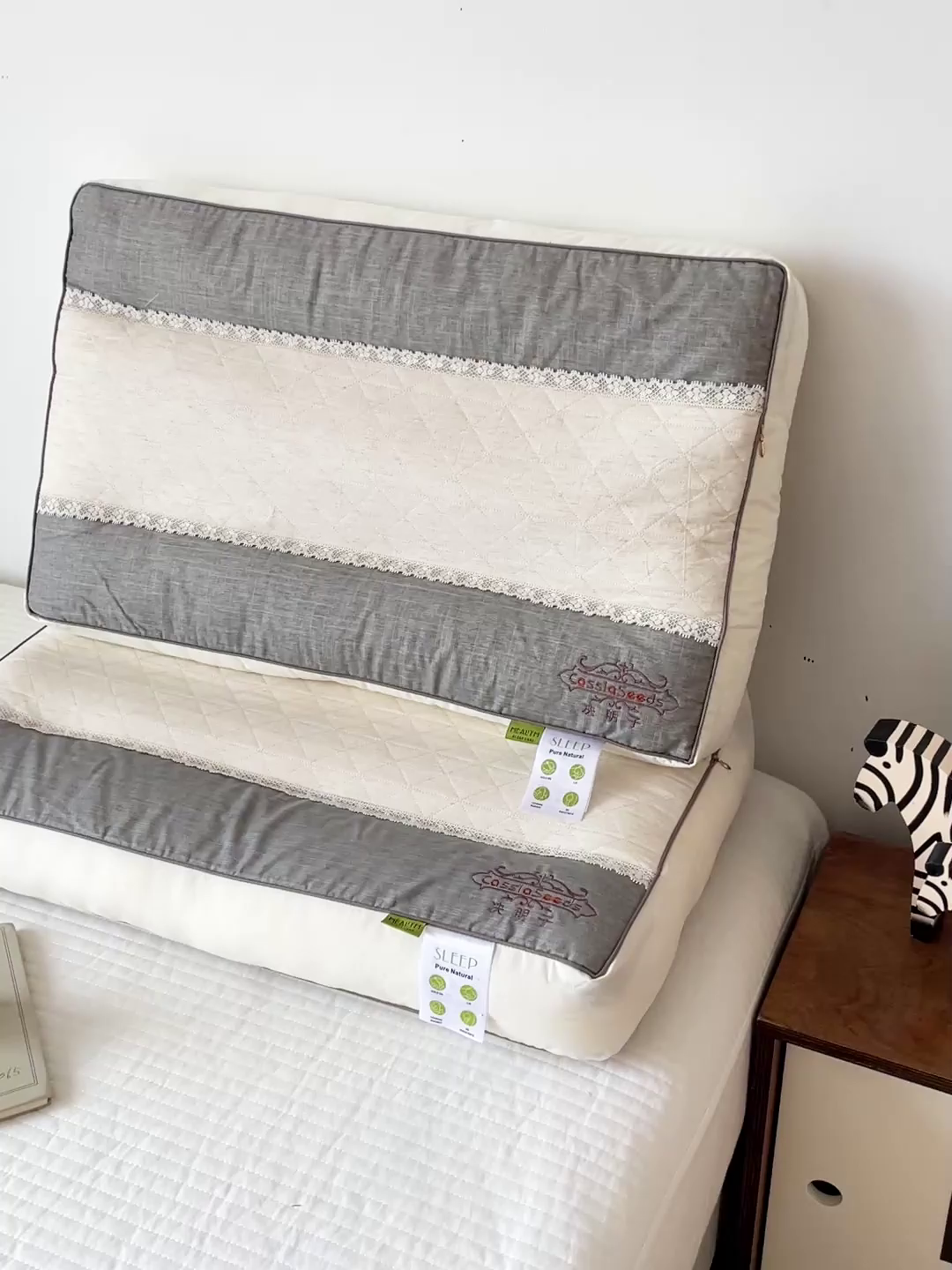 91家纺网 家纺一手货源 找家纺 （总）亦帆枕芯 2025新款棉麻决明子两用护颈养护枕头枕芯