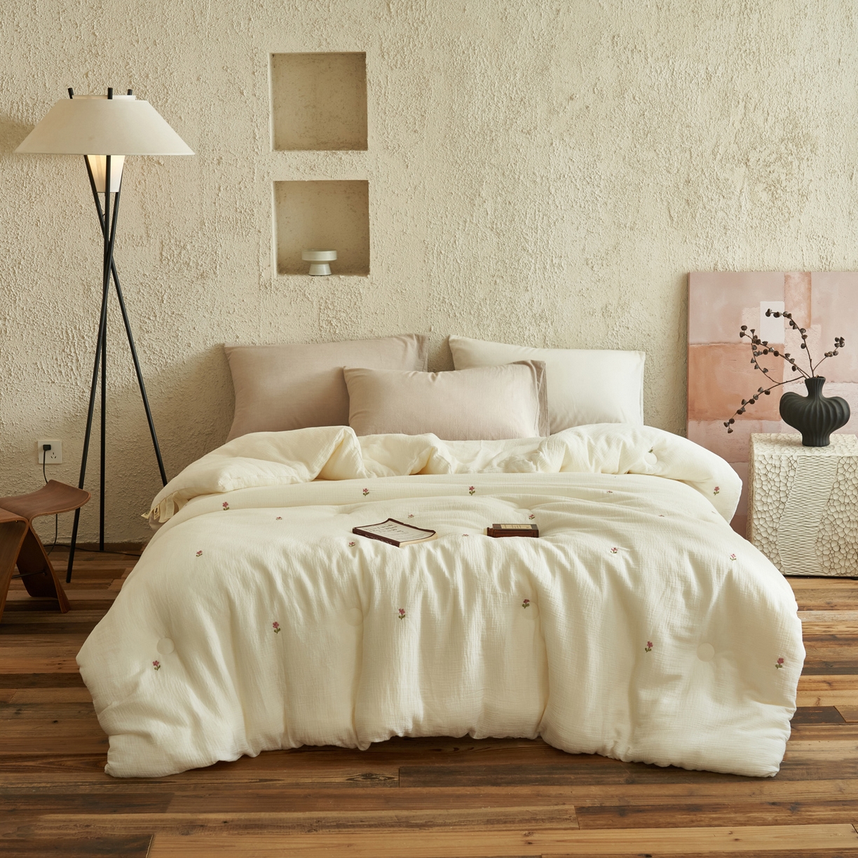 91家纺网 家纺一手货源 找家纺 子由家居 2025新款家居水洗小清新大豆被被子被芯 小朵朵