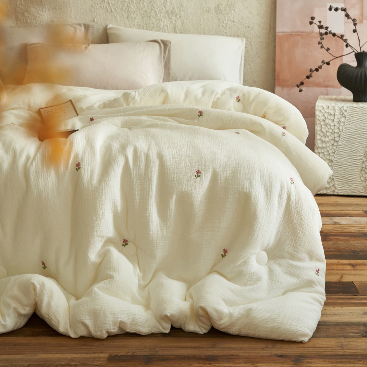 91家纺网 家纺一手货源 找家纺 子由家居 2025新款家居水洗小清新大豆被被子被芯 小朵朵