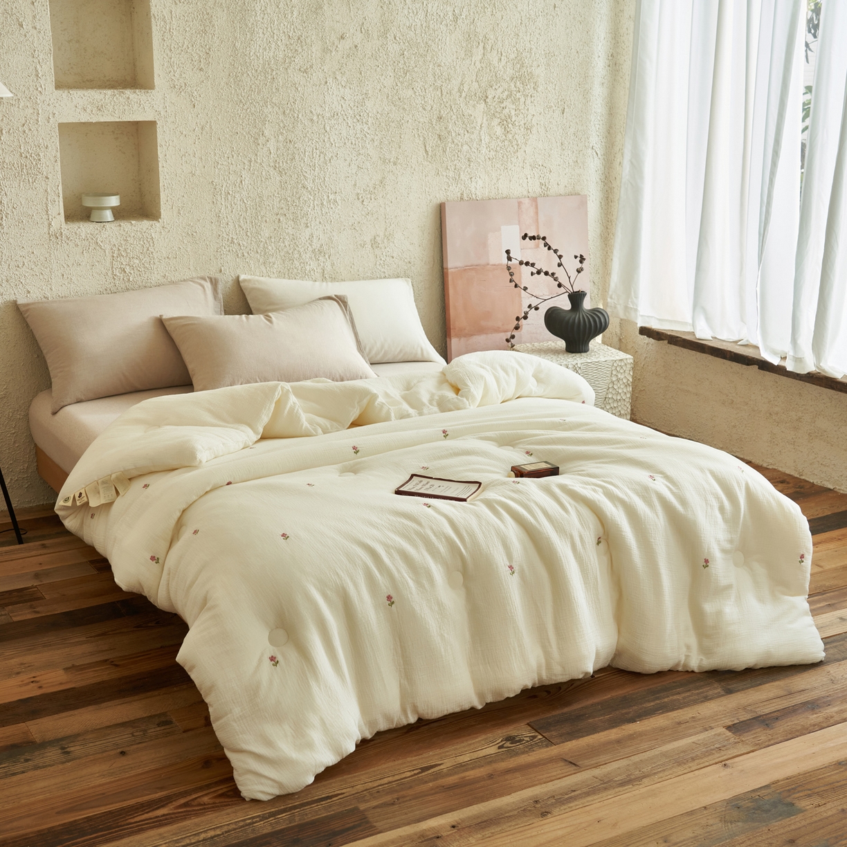 91家纺网 家纺一手货源 找家纺 子由家居 2025新款家居水洗小清新大豆被被子被芯 小朵朵