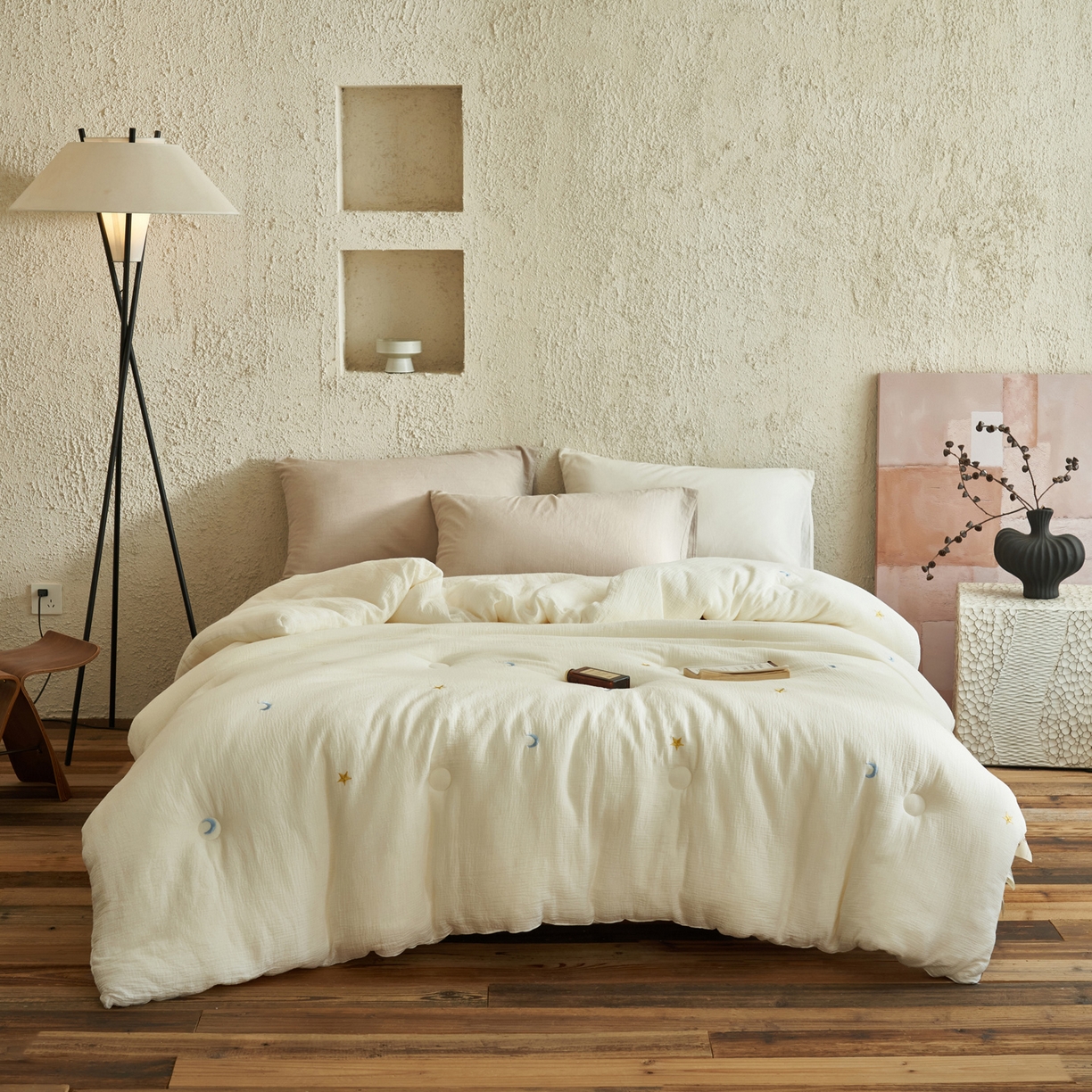 91家纺网 家纺一手货源 找家纺 子由家居 2025新款家居水洗小清新大豆被被子被芯 星月