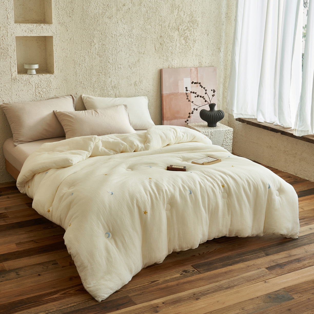 91家纺网 家纺一手货源 找家纺 子由家居 2025新款家居水洗小清新大豆被被子被芯 星月