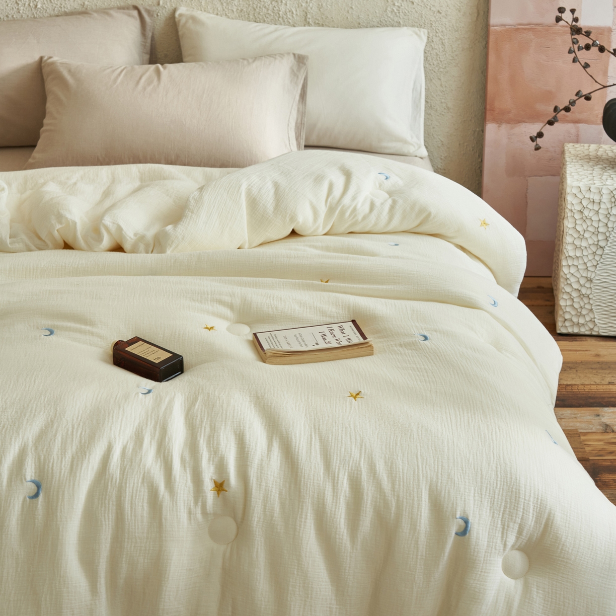 91家纺网 家纺一手货源 找家纺 子由家居 2025新款家居水洗小清新大豆被被子被芯 星月