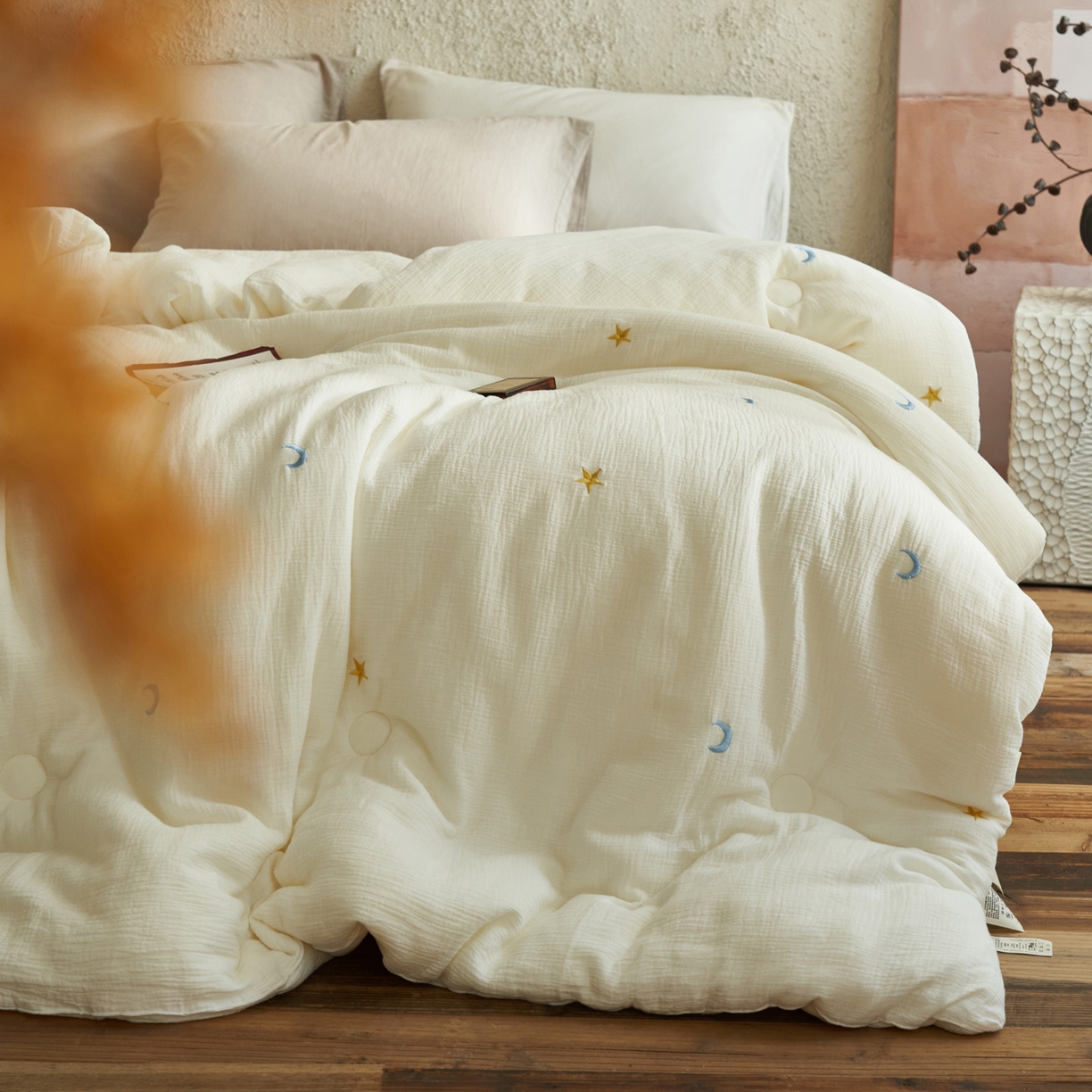 91家纺网 家纺一手货源 找家纺 子由家居 2025新款家居水洗小清新大豆被被子被芯 星月