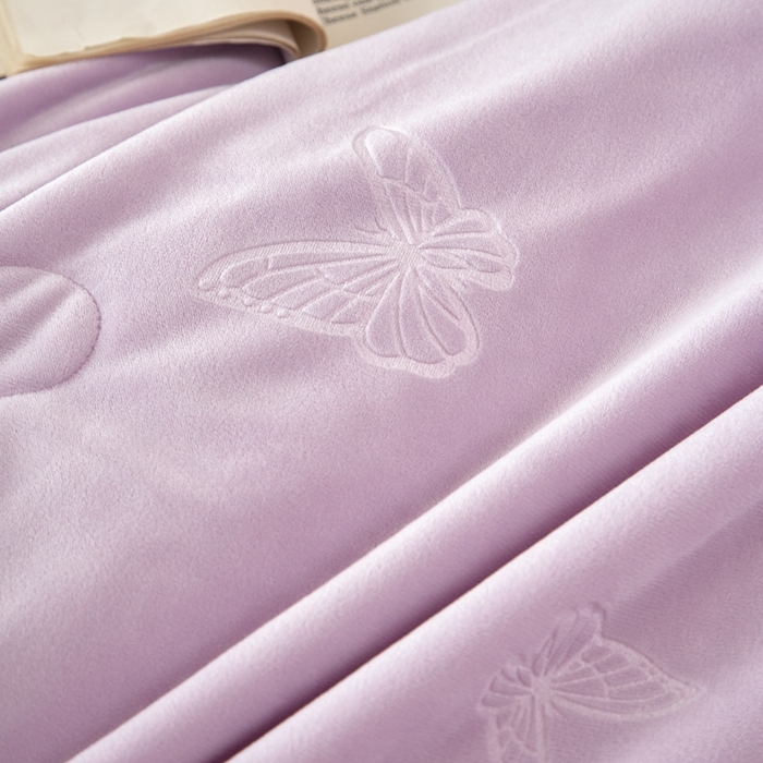 91家纺网 家纺一手货源 找家纺 金绣美居 2025新款婴儿绒多功能床盖款四件套-知音（控价不低于229/239） 知音-浅紫