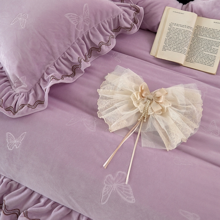 91家纺网 家纺一手货源 找家纺 金绣美居 2025新款婴儿绒多功能床盖款四件套-知音（控价不低于229/239） 知音-浅紫