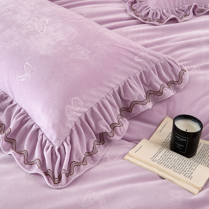 91家纺网 家纺一手货源 找家纺 金绣美居 2025新款婴儿绒多功能床盖款四件套-知音（控价不低于229/239） 知音-浅紫