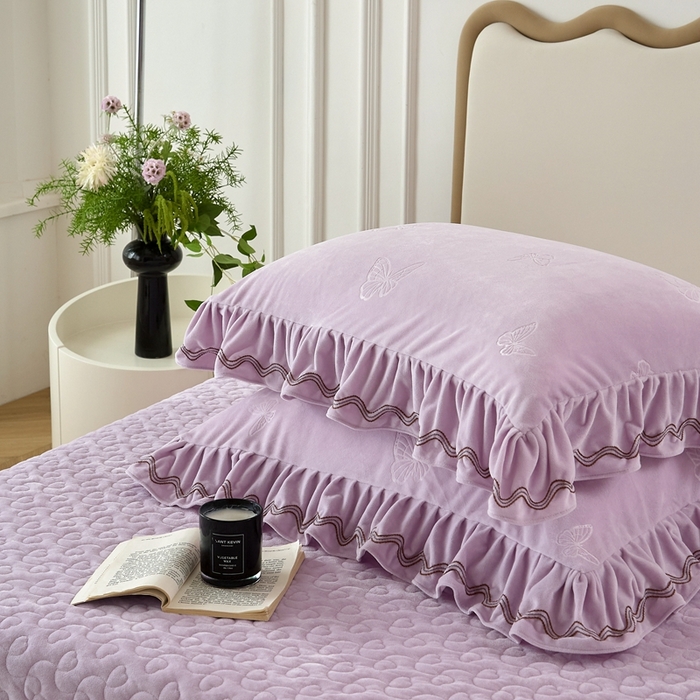 91家纺网 家纺一手货源 找家纺 金绣美居 2025新款婴儿绒多功能床盖款四件套-知音（控价不低于229/239） 知音-浅紫