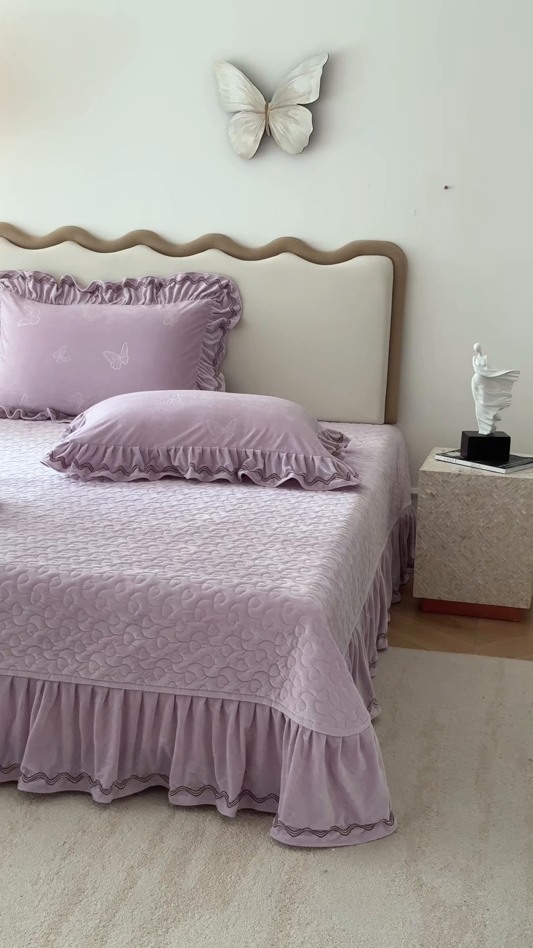 91家纺网 家纺一手货源 找家纺 金绣美居 2025新款婴儿绒多功能床盖款四件套-知音（控价不低于229/239） 知音-浅紫