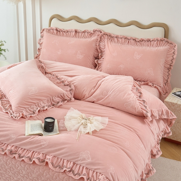 金绣美居 2025新款婴儿绒多功能床盖款四件套-知音（控价不低于229/239） 知音-新皮粉