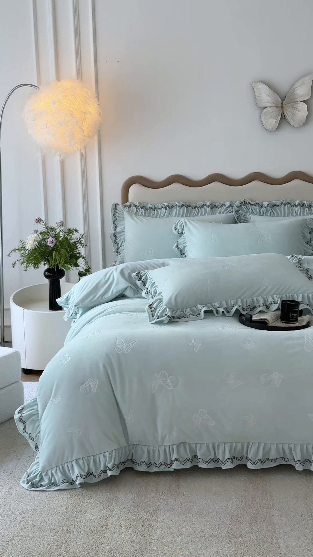 91家纺网 家纺一手货源 找家纺 金绣美居 2025新款婴儿绒多功能床盖款四件套-知音（控价不低于229/239） 知音-幸运绿