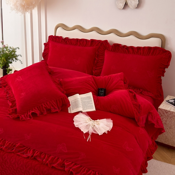 金绣美居 2025新款婴儿绒多功能床盖款四件套-知音（控价不低于229/239） 知音-中国红