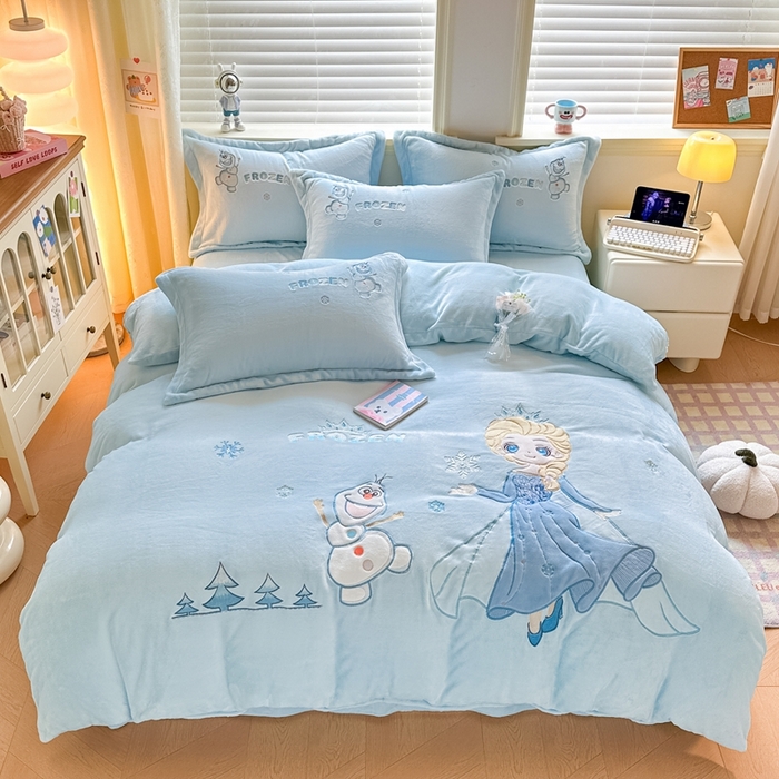 91家纺网 家纺一手货源 找家纺 （总）金绣美居 2025新款卡通贴布绣款牛奶绒四件套-公主