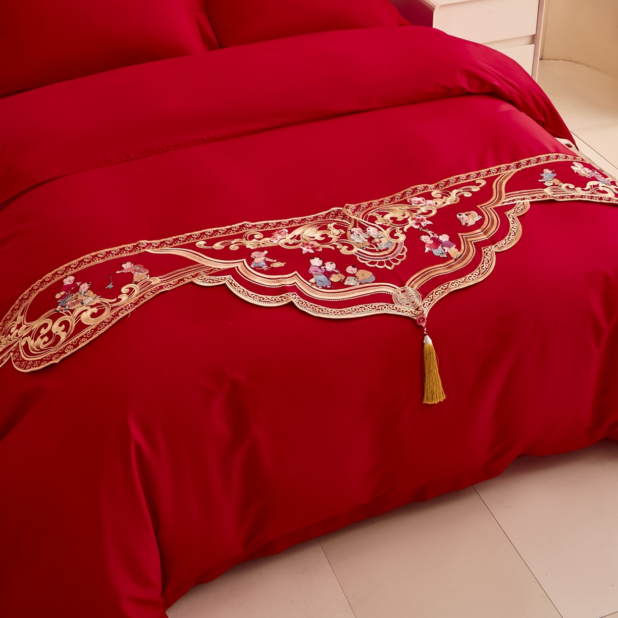 91家纺网 家纺一手货源 找家纺 （总）东方合美（原：皇家传奇） 2025新款婚庆长绒棉纯棉提花配件