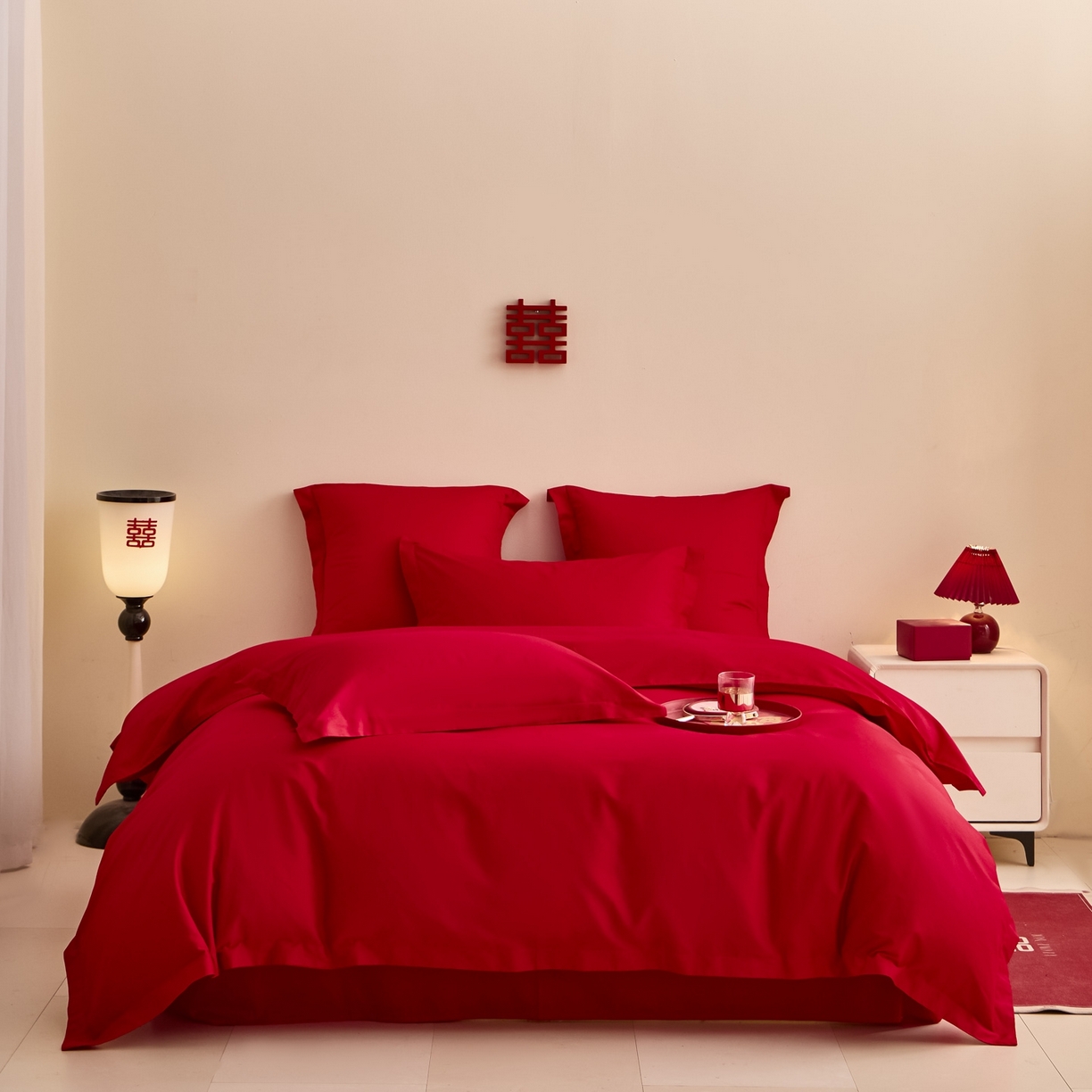 东方合美（原：皇家传奇） 2025新款婚庆长绒棉纯棉提花配件 婚庆纯色被套