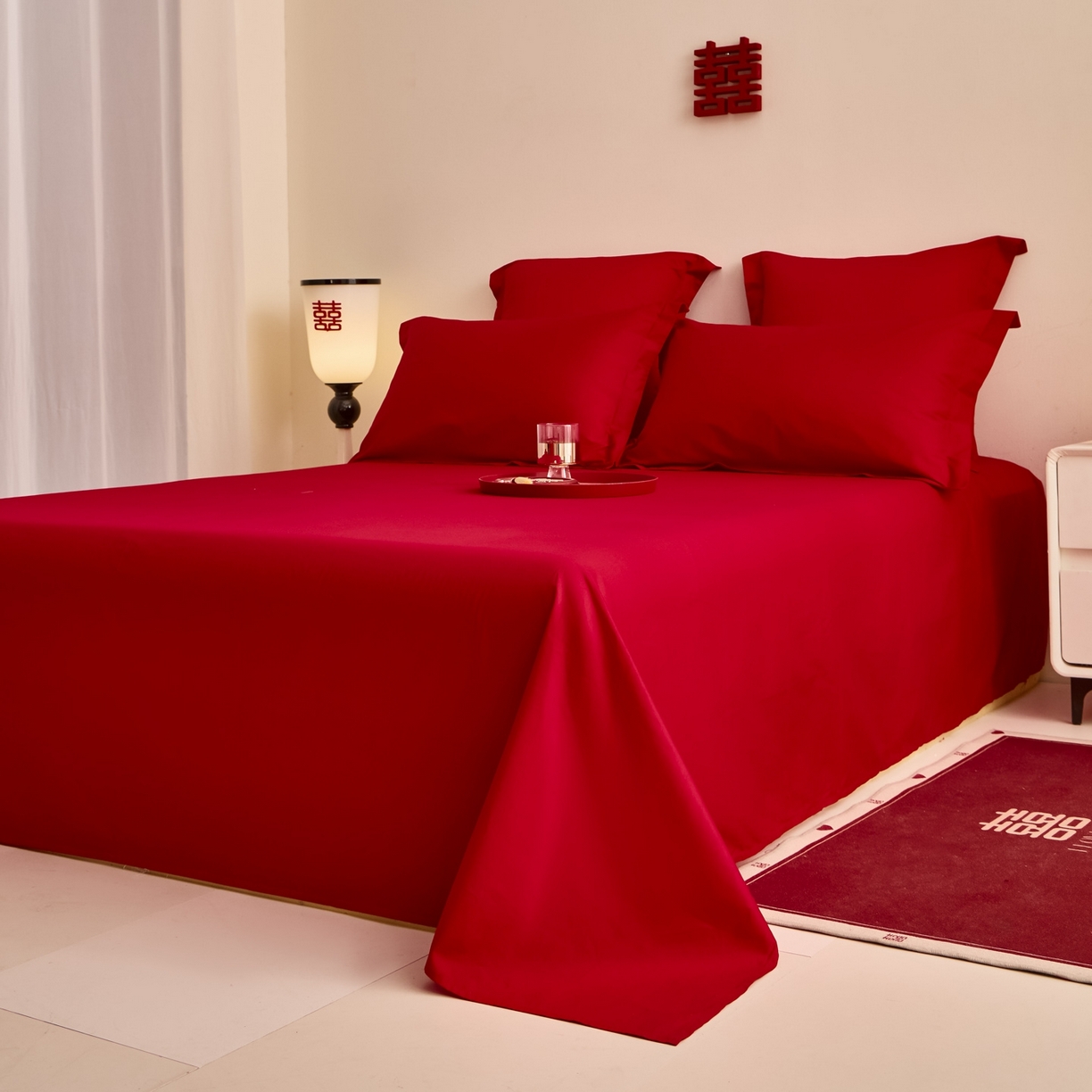 91家纺网 家纺一手货源 找家纺 东方合美（原：皇家传奇） 2025新款婚庆长绒棉纯棉提花配件 婚庆纯色床单