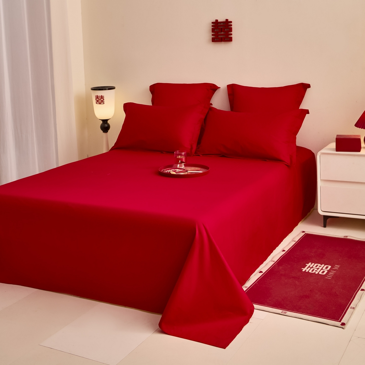 91家纺网 家纺一手货源 找家纺 东方合美（原：皇家传奇） 2025新款婚庆长绒棉纯棉提花配件 婚庆纯色床单