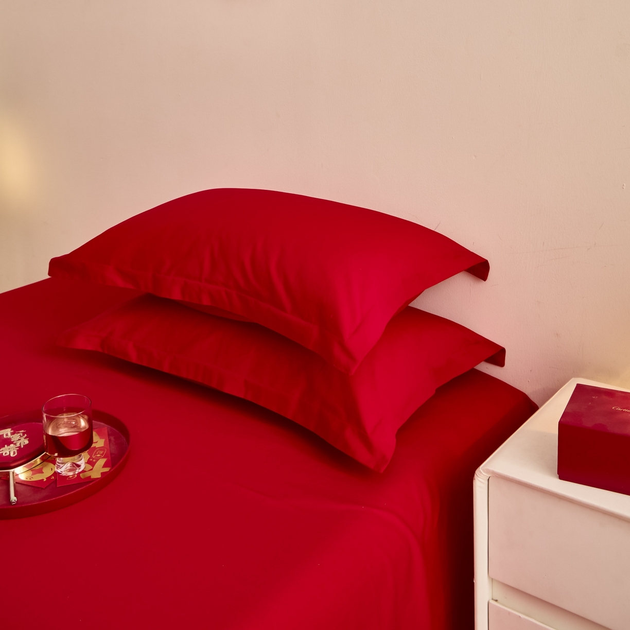 91家纺网 家纺一手货源 找家纺 东方合美（原：皇家传奇） 2025新款婚庆长绒棉纯棉提花配件 婚庆纯色单人枕