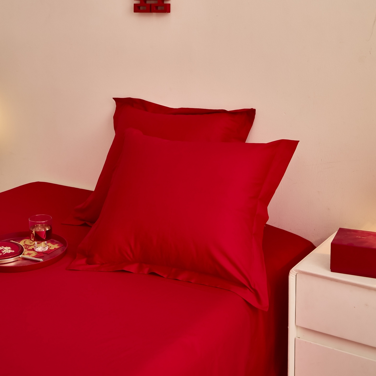 东方合美（原：皇家传奇） 2025新款婚庆长绒棉纯棉提花配件 婚庆纯色方垫