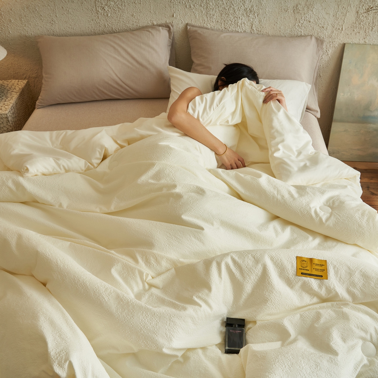 91家纺网 家纺一手货源 找家纺 子由家居 2025新款围棋华夫格提花大豆冬被被子被芯 围棋华夫格-本白