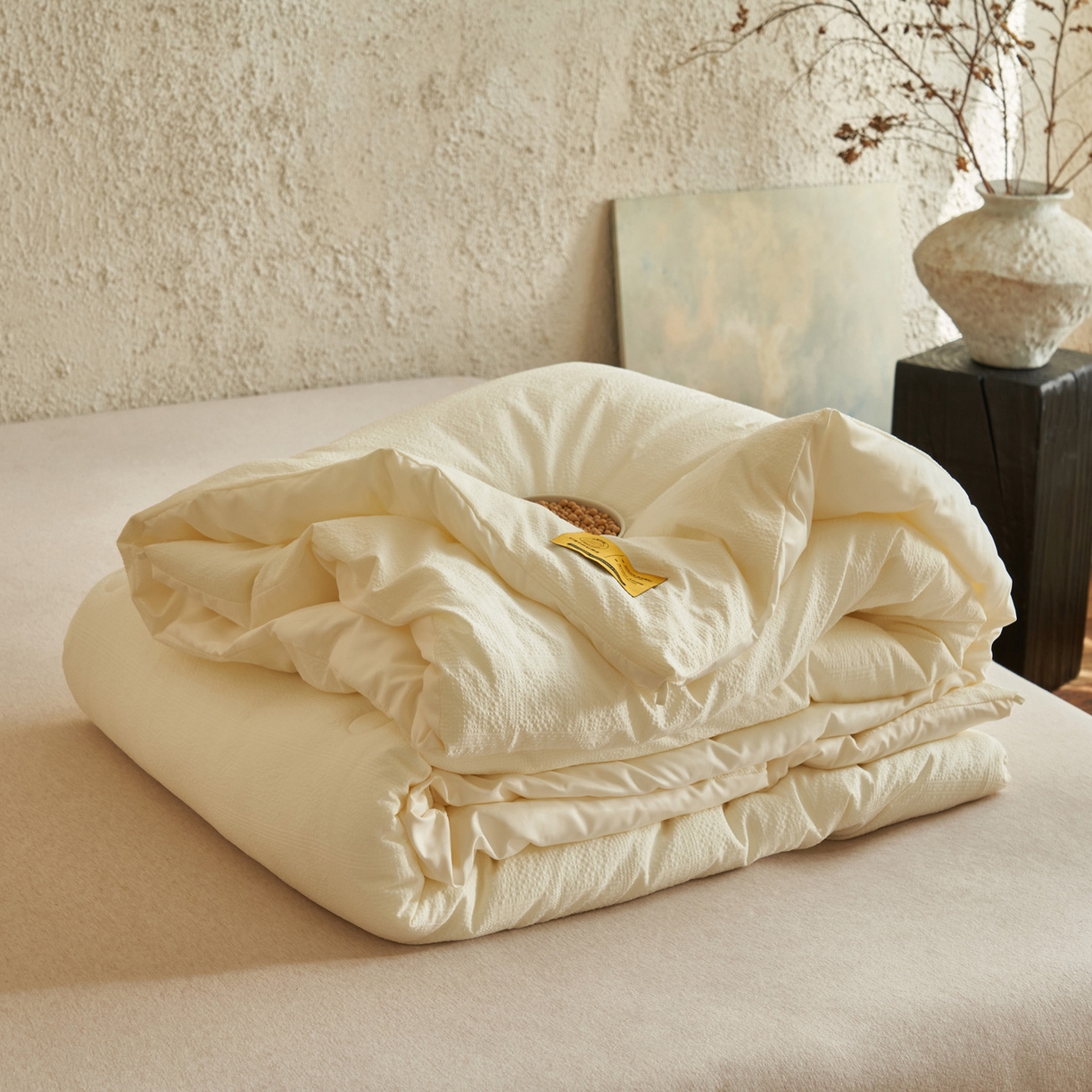 91家纺网 家纺一手货源 找家纺 子由家居 2025新款围棋华夫格提花大豆冬被被子被芯 围棋华夫格-本白