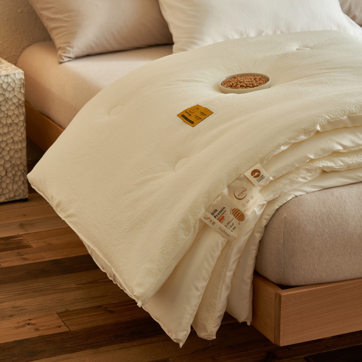 91家纺网 家纺一手货源 找家纺 子由家居 2025新款围棋华夫格提花大豆冬被被子被芯 围棋华夫格-本白