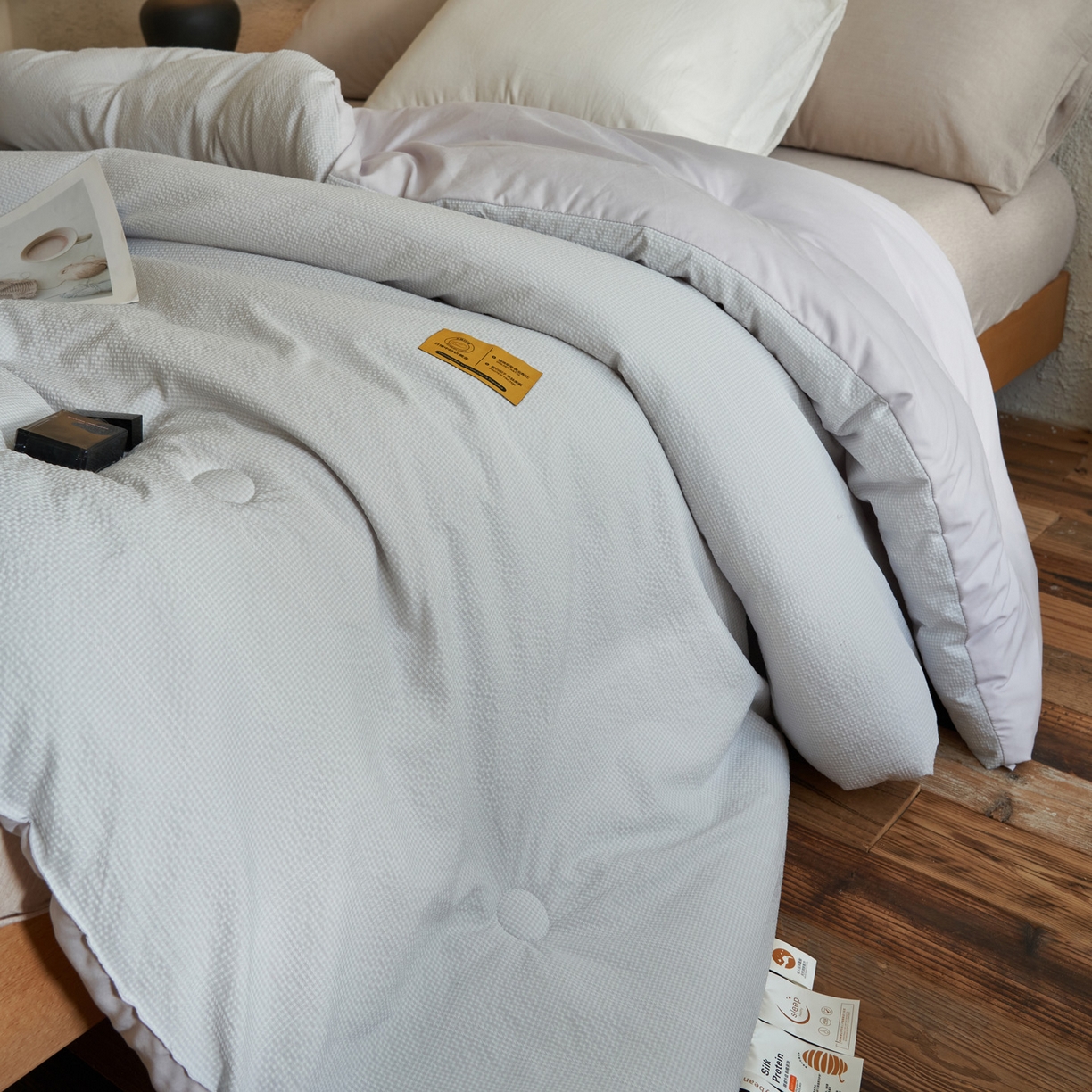 91家纺网 家纺一手货源 找家纺 子由家居 2025新款围棋华夫格提花大豆冬被被子被芯 围棋华夫格-浅灰