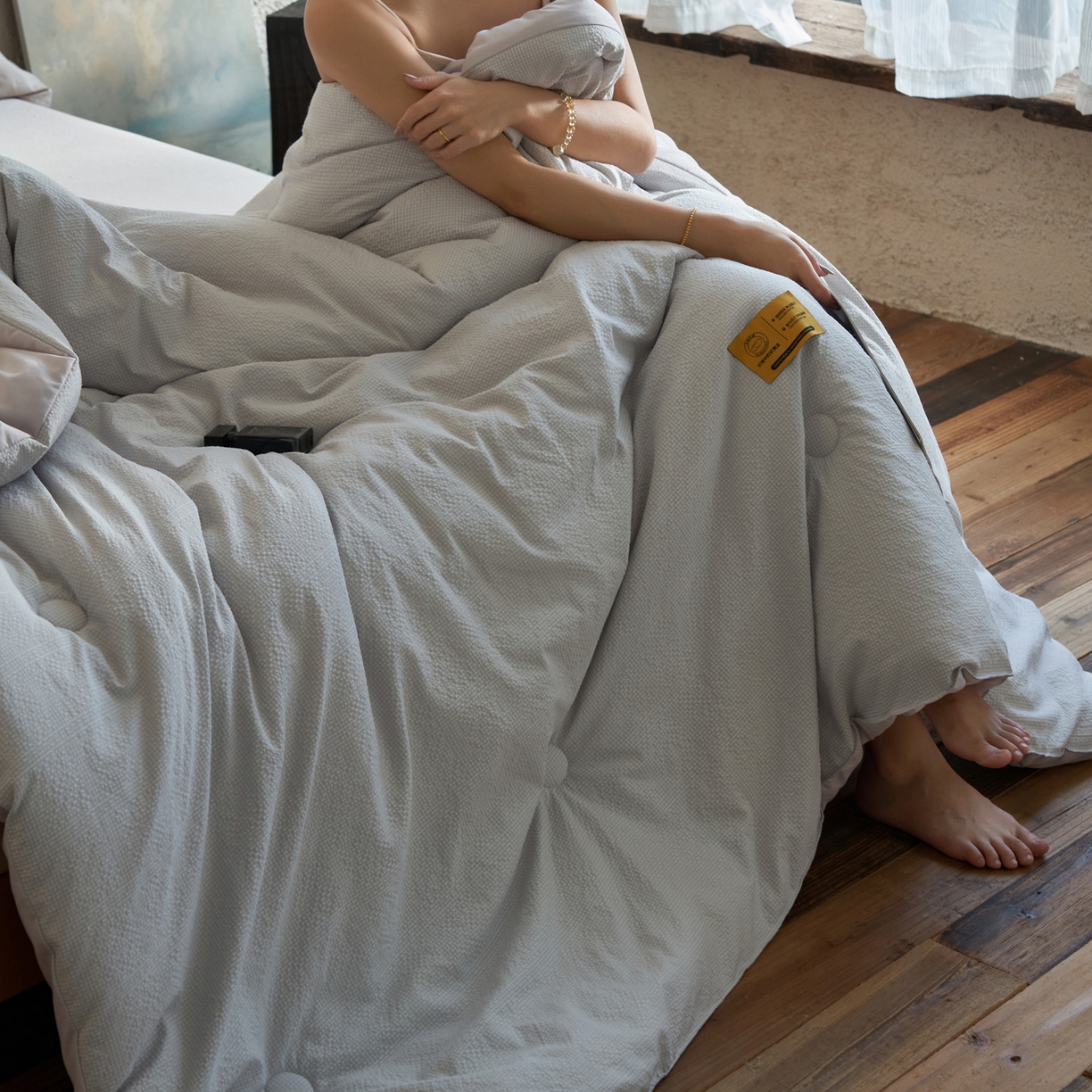 91家纺网 家纺一手货源 找家纺 子由家居 2025新款围棋华夫格提花大豆冬被被子被芯 围棋华夫格-浅灰