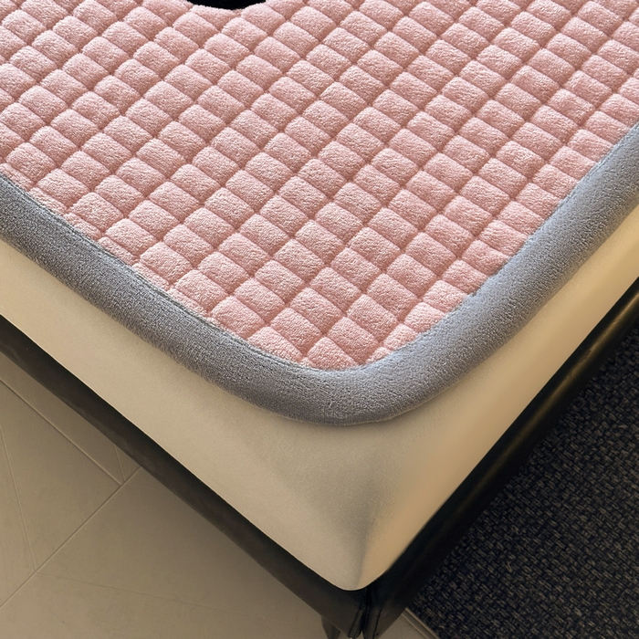 91家纺网 家纺一手货源 找家纺 梵朴 2025新款A类贴布绣牛奶绒夹棉床垫学生宿舍床褥垫子-好运熊系列 好运熊-粉