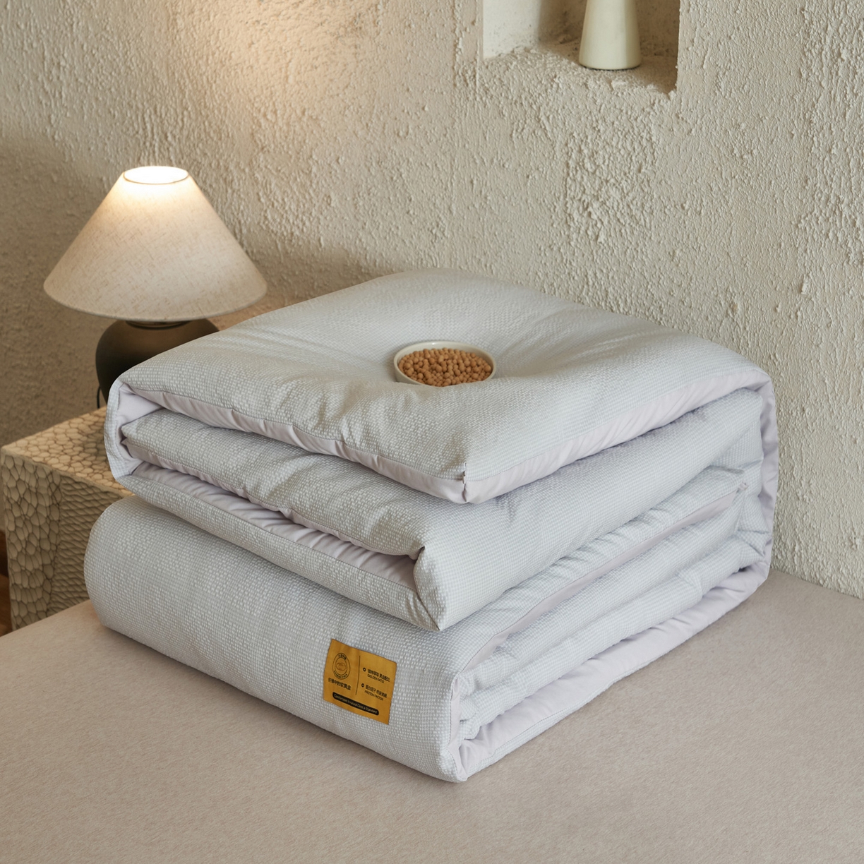 91家纺网 家纺一手货源 找家纺 子由家居 2025新款围棋华夫格提花大豆冬被被子被芯 围棋华夫格-浅灰