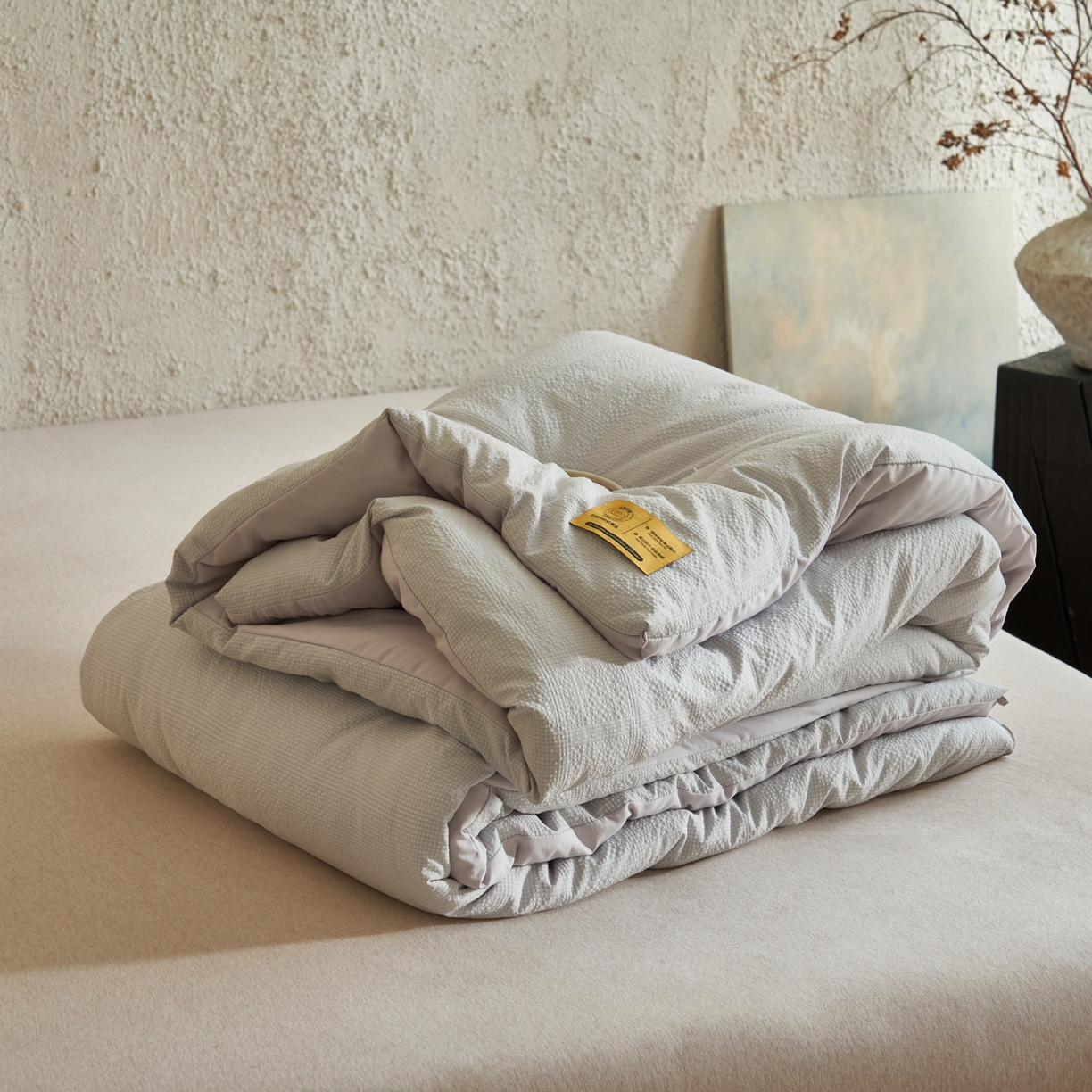 91家纺网 家纺一手货源 找家纺 子由家居 2025新款围棋华夫格提花大豆冬被被子被芯 围棋华夫格-浅灰