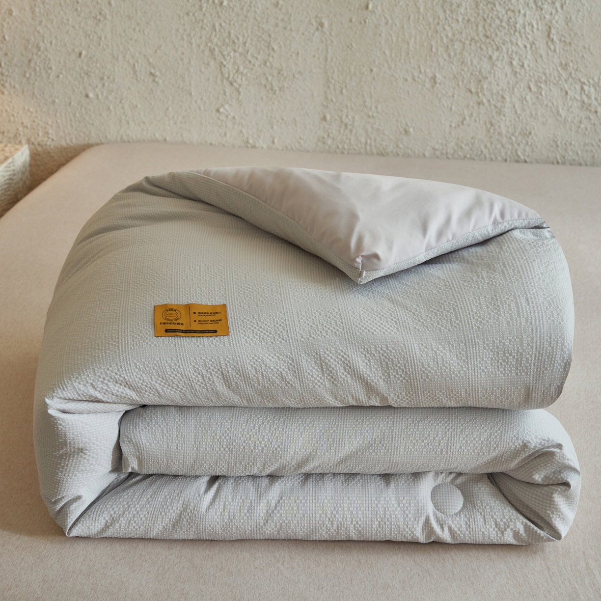 91家纺网 家纺一手货源 找家纺 子由家居 2025新款围棋华夫格提花大豆冬被被子被芯 围棋华夫格-浅灰