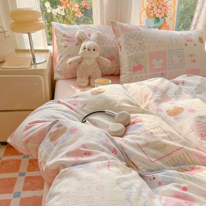 91家纺网 家纺一手货源 找家纺 （总）玉海棠家纺 2025新款云感双层纱暗合四件套