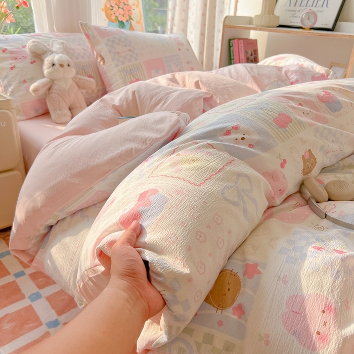 91家纺网 家纺一手货源 找家纺 （总）玉海棠家纺 2025新款云感双层纱暗合四件套