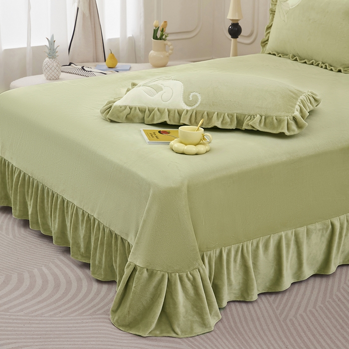 91家纺网 家纺一手货源 找家纺 苏木年华 2025新款牛奶绒贴布绣四件套-蝶舞 蝶舞-牛油果绿