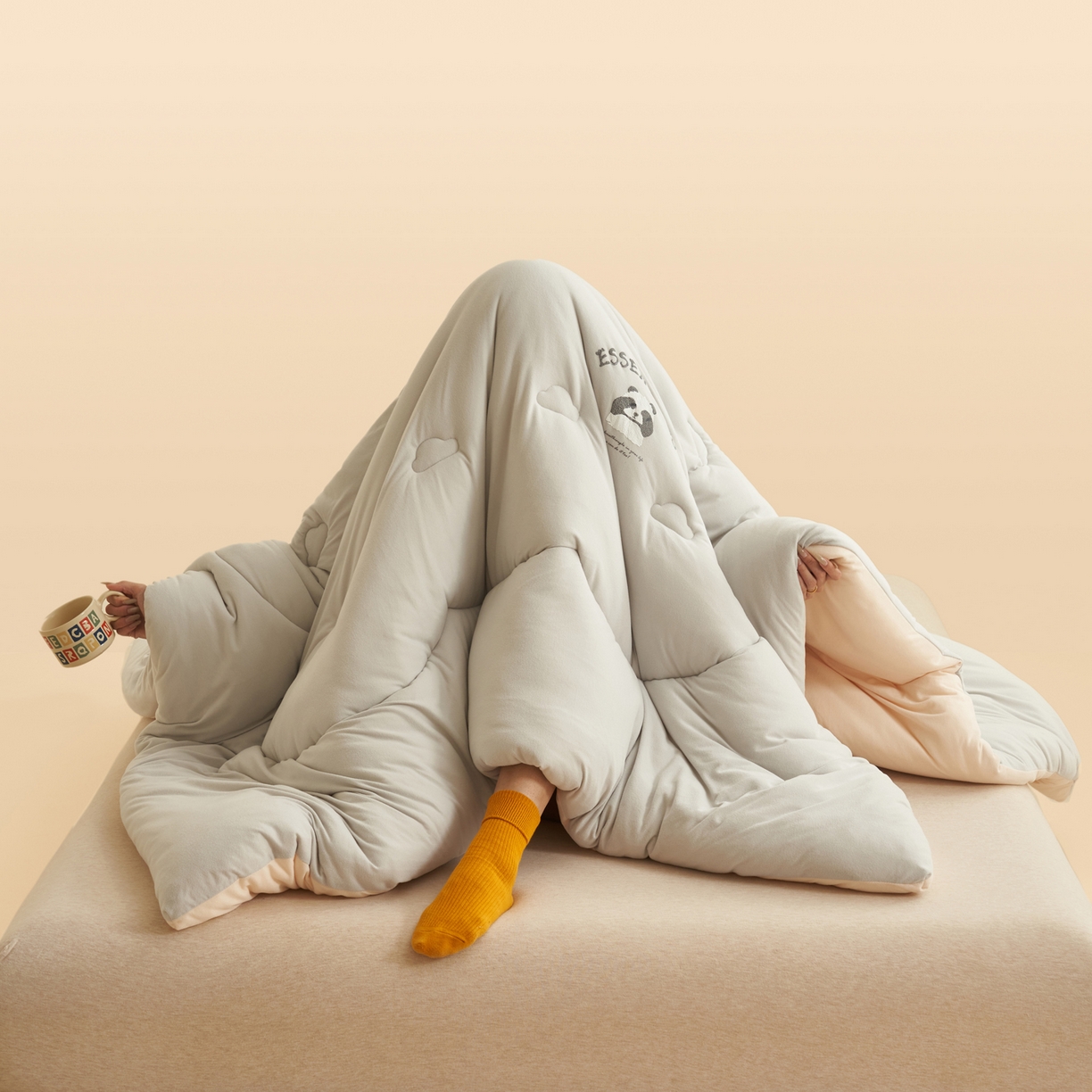 91家纺网 家纺一手货源 找家纺 子由家居 2025新款针织德绒猫猫大豆冬被被子被芯 猫猫被-淡灰