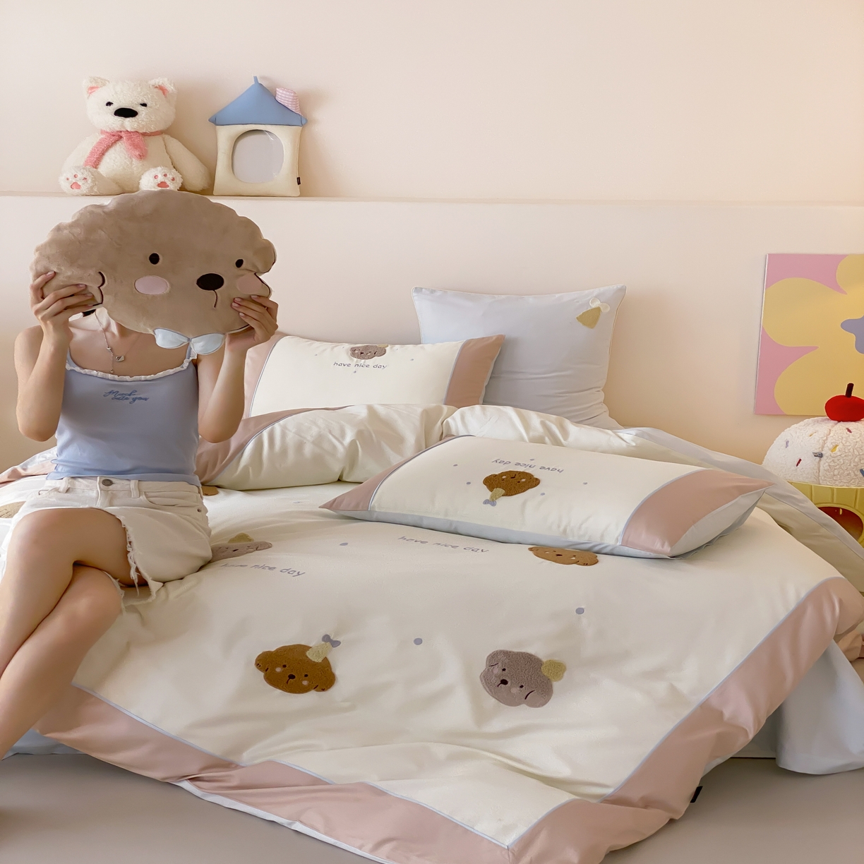 91家纺网 家纺一手货源 找家纺 （总）馨蕊家居 2025秋冬新品100支卡通高定系列棉卡通-奶糖（会员-20） 控价：328/388/408