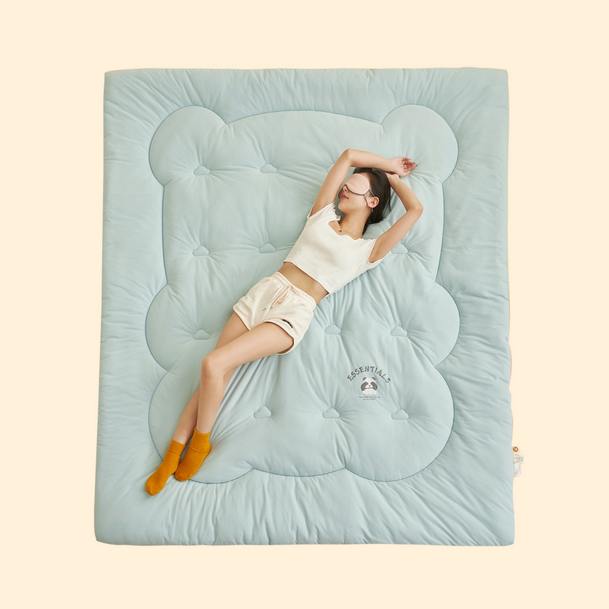 91家纺网 家纺一手货源 找家纺 子由家居 2025新款针织德绒猫猫大豆冬被被子被芯 猫猫被-浅绿