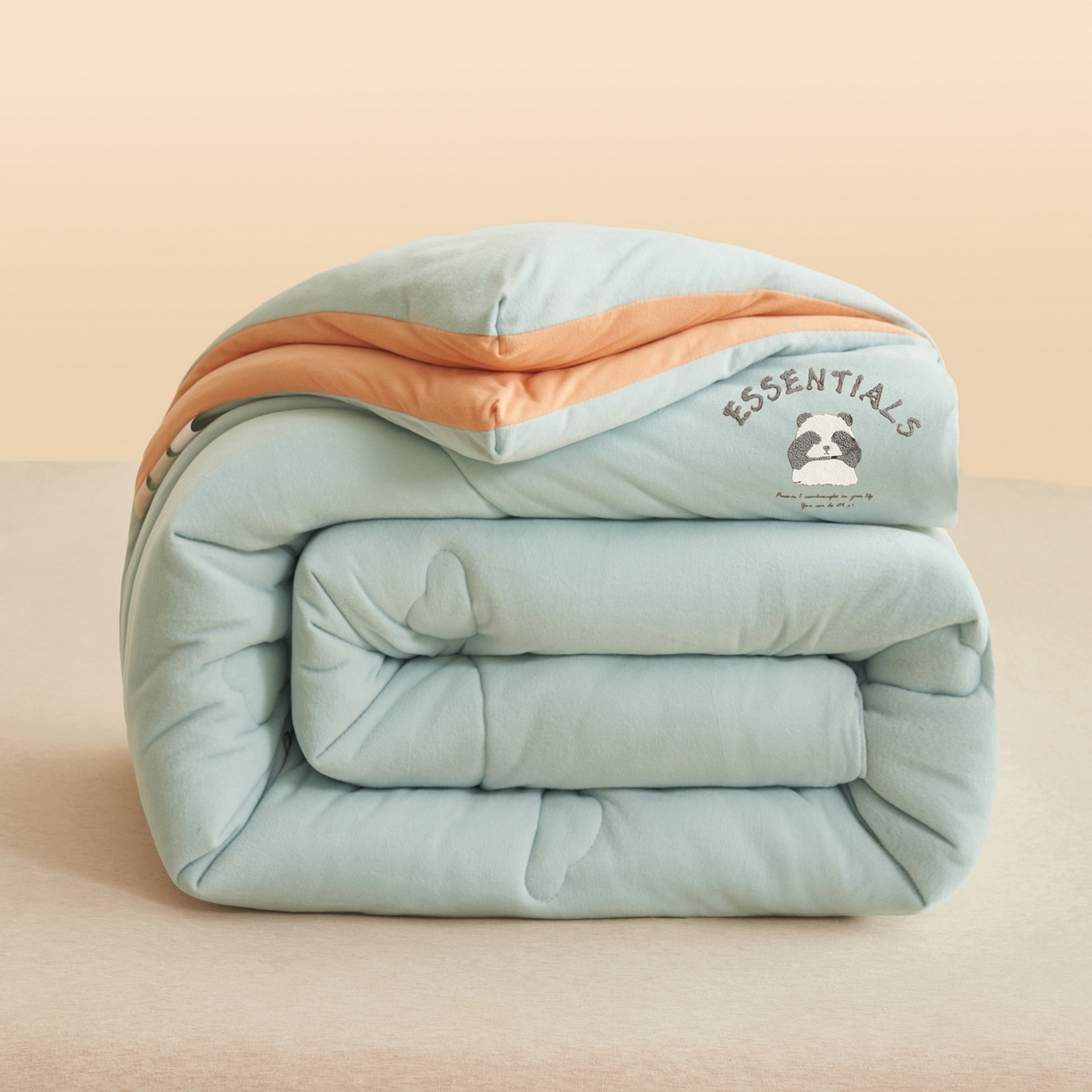 91家纺网 家纺一手货源 找家纺 子由家居 2025新款针织德绒猫猫大豆冬被被子被芯 猫猫被-浅绿