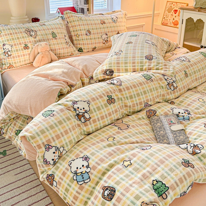 91家纺网 家纺一手货源 找家纺 卡普 2025新款牛奶绒印花单被套凯蒂乐园