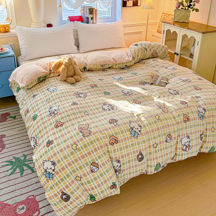 91家纺网 家纺一手货源 找家纺 卡普 2025新款牛奶绒印花单被套凯蒂乐园