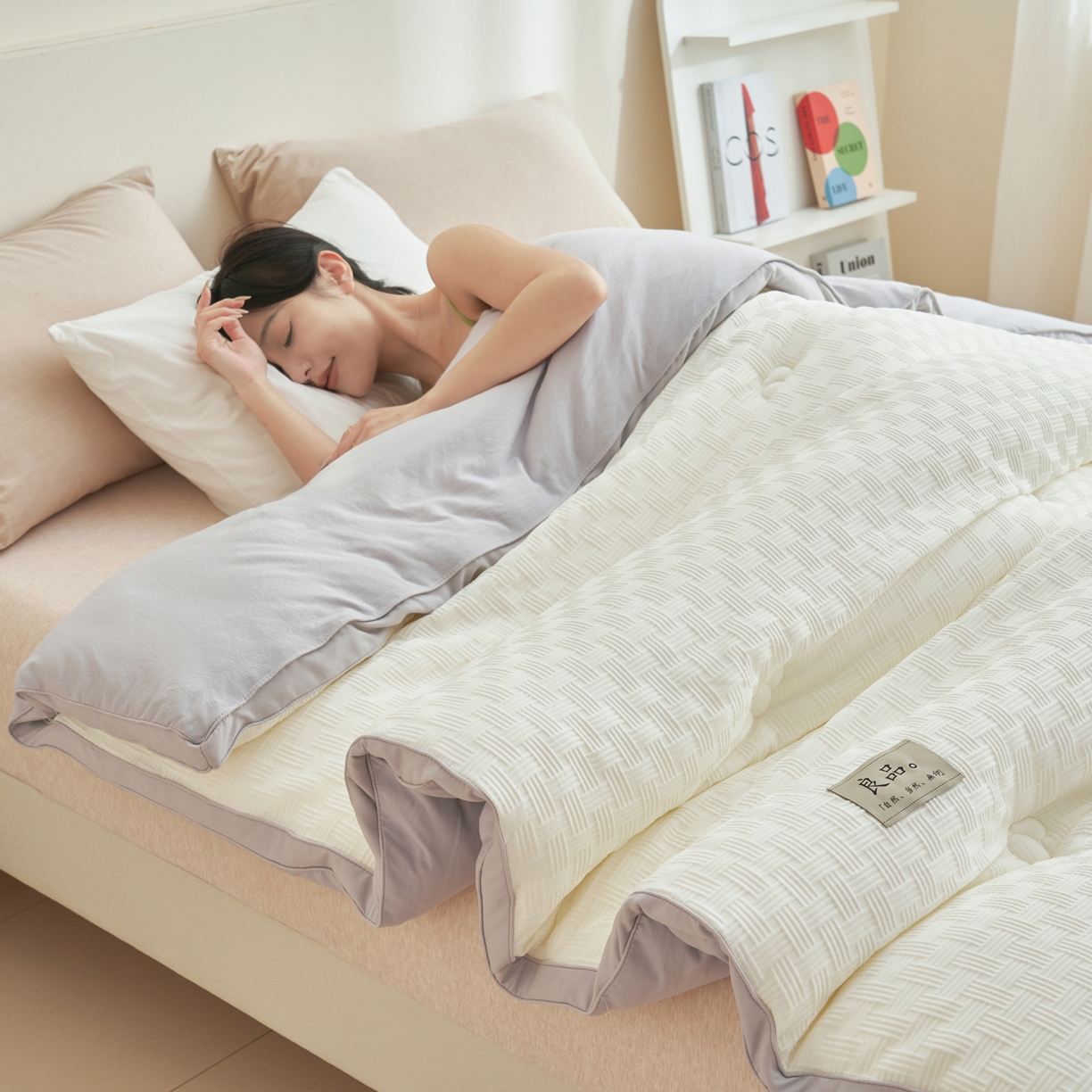 91家纺网 家纺一手货源 找家纺 （总）子由家居 2025新款针织良品格拼色大豆纤维冬被被子被芯