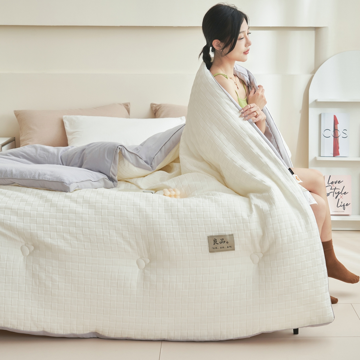 91家纺网 家纺一手货源 找家纺 （总）子由家居 2025新款针织良品格拼色大豆纤维冬被被子被芯