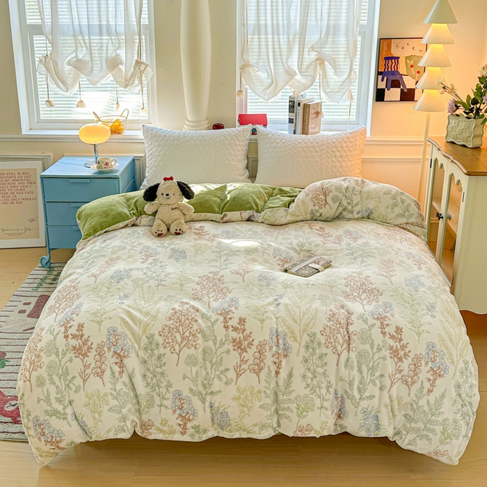 卡普 2025新款牛奶绒印花单被套幽兰花谷