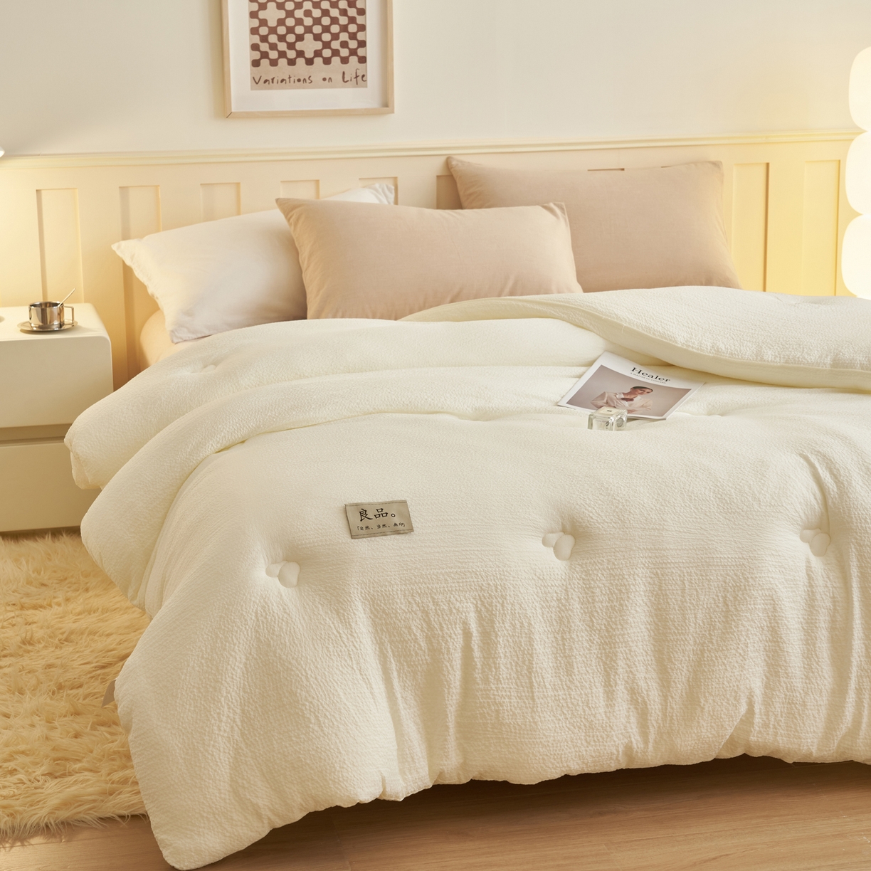 91家纺网 家纺一手货源 找家纺 （总）子由家居 2025新款韩系皱皱格大豆纤维冬被被子被芯