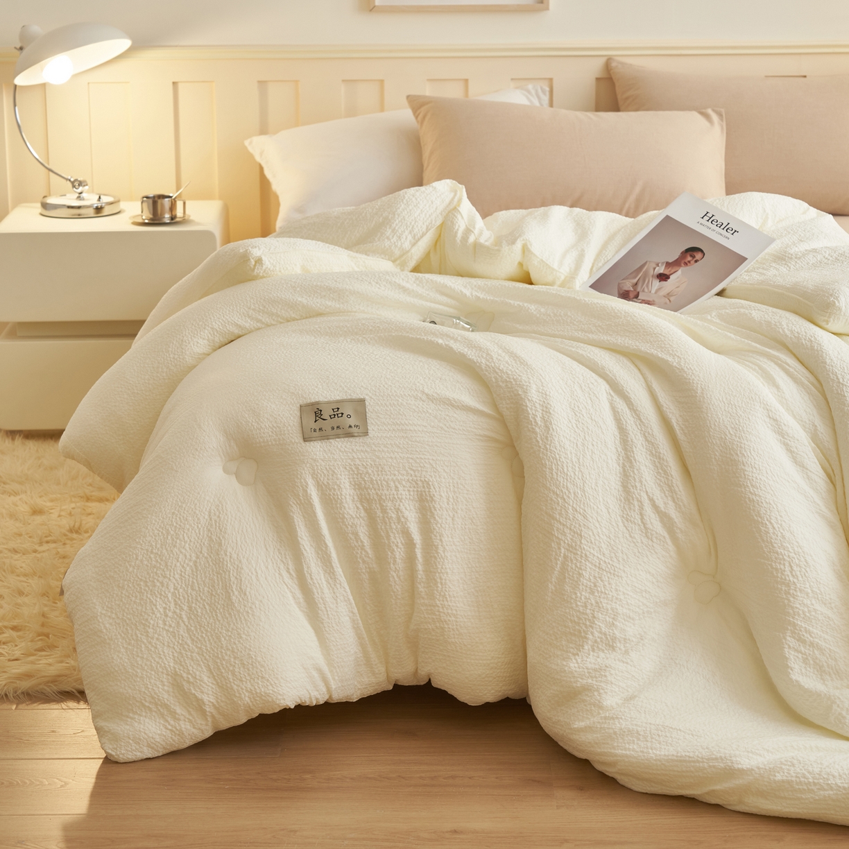 91家纺网 家纺一手货源 找家纺 （总）子由家居 2025新款韩系皱皱格大豆纤维冬被被子被芯